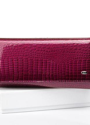 Жіночий шкіряний лаковий гаманець st фіолетовий зручний гаманець жінці з натуральної шкіри стильний