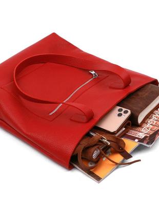 Кожаная вместительная женская сумка shvigel 16355 красный6 фото