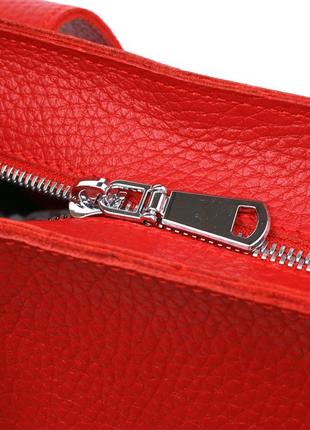 Кожаная вместительная женская сумка shvigel 16355 красный7 фото