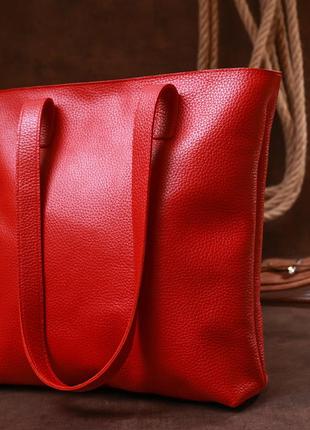 Кожаная вместительная женская сумка shvigel 16355 красный9 фото