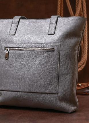 Кожаная женская сумка-шоппер shvigel 16360 серый9 фото