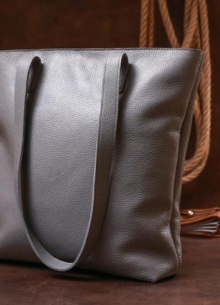 Кожаная женская сумка-шоппер shvigel 16360 серый8 фото