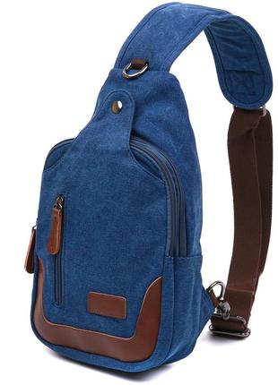 Текстильная мужская сумка через плечо vintage 20387 синий1 фото