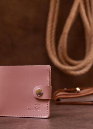 Горизонтальное портмоне из натуральной кожи для женщин shvigel 16467 розовый6 фото