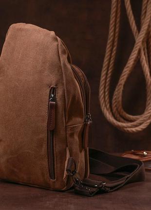 Практичная мужская сумка через плечо vintage 20389 коричневый8 фото