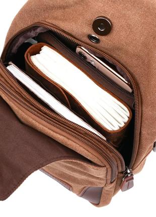 Практичная мужская сумка через плечо vintage 20389 коричневый4 фото