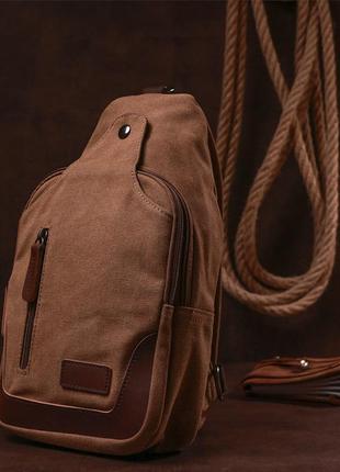 Практичная мужская сумка через плечо vintage 20389 коричневый7 фото