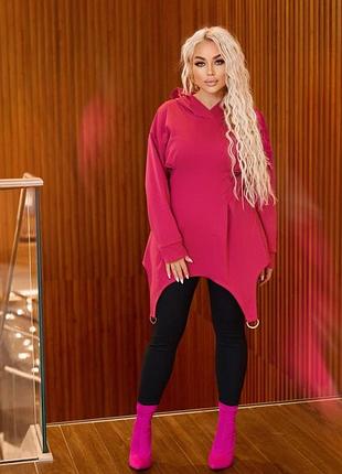 Незвичайна асиметрична сукня - туніка з трикотажу алекс осінь-зима-весна розміри норма та батал