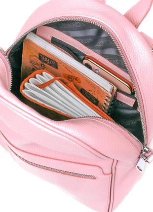 Компактный женский рюкзак из натуральной кожи shvigel 16304 розовый4 фото