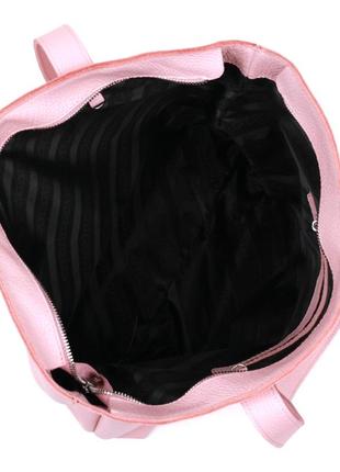 Вместительная кожаная женская сумка-шоппер shvigel 16356 розовый4 фото