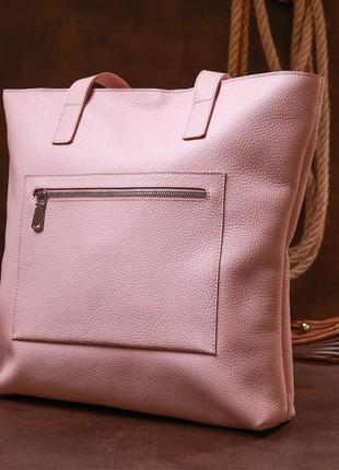 Вместительная кожаная женская сумка-шоппер shvigel 16356 розовый8 фото