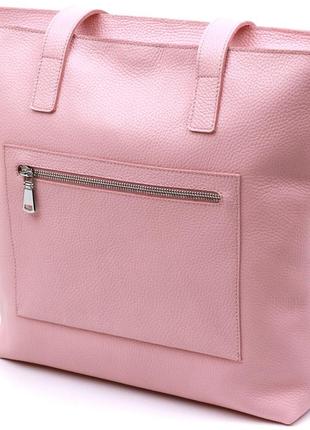 Вместительная кожаная женская сумка-шоппер shvigel 16356 розовый2 фото