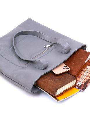 Кожаная женская сумка-шоппер shvigel 16360 серый5 фото