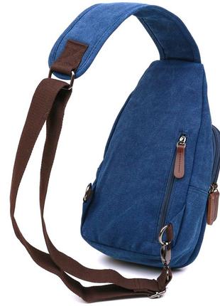 Текстильна чоловіча сумка через плече vintage 20387 синій2 фото