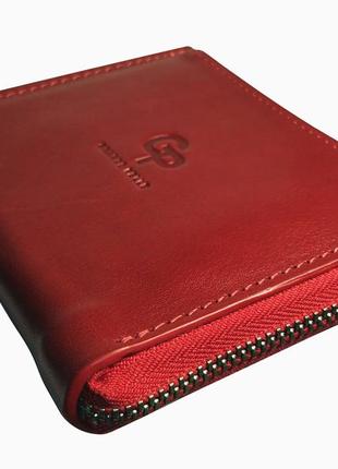 Женский красный кошелек grande pelle из натуральной кожи, женское портмоне с монетницей, глянцевое5 фото