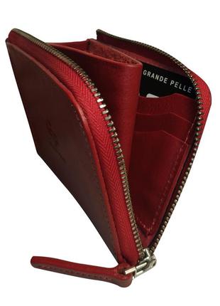 Женский красный кошелек grande pelle из натуральной кожи, женское портмоне с монетницей, глянцевое3 фото