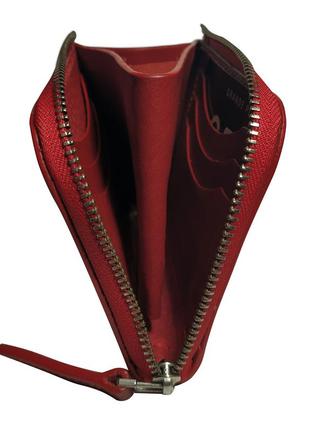 Женский красный кошелек grande pelle из натуральной кожи, женское портмоне с монетницей, глянцевое4 фото