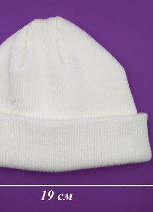 Біла шапка коротка жіноча/чоловіча з акрилу, вулична шапка біні біла до вух унісекс5 фото