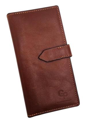 Шкіряний коричневий гаманець grande pelle,портмоне з монетницею і відділеннями для карт, глянсове1 фото