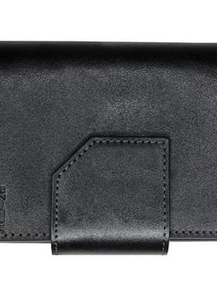 Чорний гаманець жіночий з натуральної шкіри grande pelle, шкіряний жіночий гаманець вертикальний на магніті