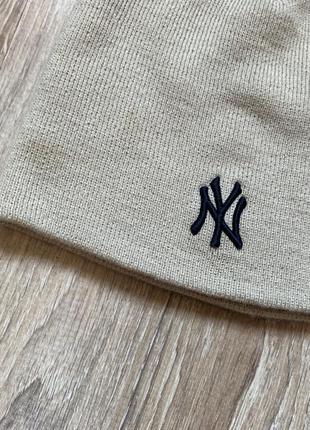 Мужская винтажная зимняя шапка с нашивкой new york yankees3 фото