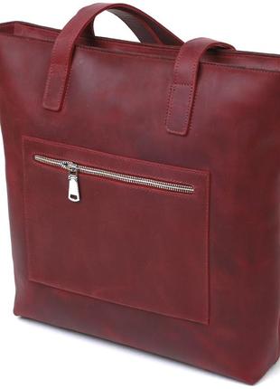 Винтажная женская сумка-шоппер shvigel 16350 бордовый2 фото