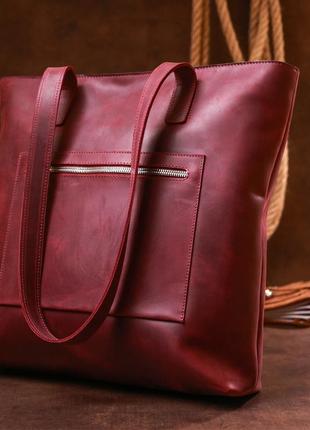 Винтажная женская сумка-шоппер shvigel 16350 бордовый9 фото