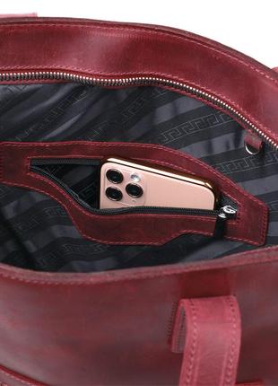 Винтажная женская сумка-шоппер shvigel 16350 бордовый6 фото