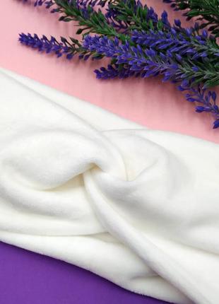 Повязка чалма женская белая на зиму/осень из бархата 56-58 р., теплая повязка для волос бархатная мягкая2 фото