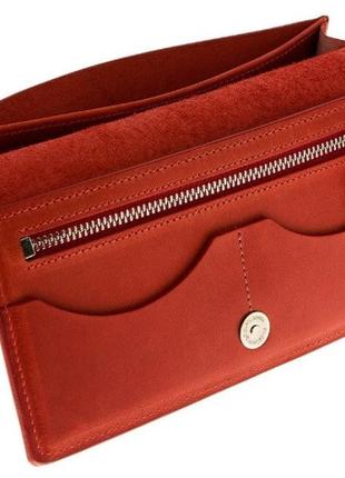 Кожаный кошелек клатч красный grande pelle, женский кошелек красный из натуральной кожи вертикальный4 фото