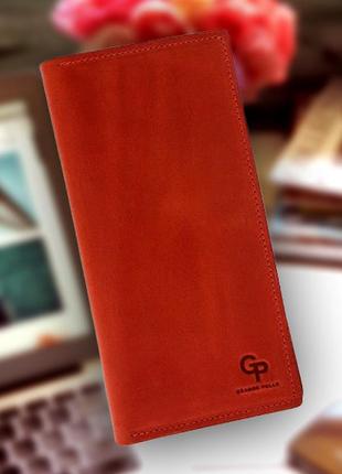 Шкіряний гаманець клатч червоний grande pelle, жіночий червоний гаманець з натуральної шкіри вертикальний
