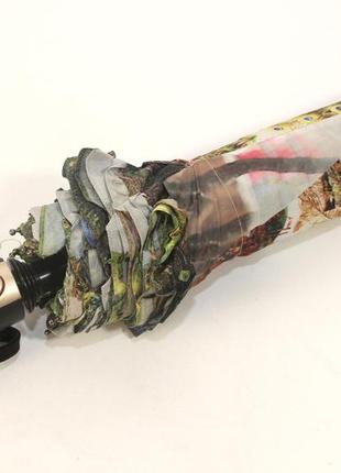 Зонт женский с ярким рисунком павлина, полуавтомат, 8 карбоновых спиц (18694)