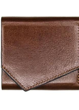 Гаманець жіночий коричневий з натуральної шкіри grande pelle,шкіряний жіночий гаманець портмоне на магніті