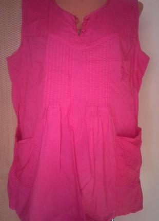 Натуральна красива коттоновая рожева блузка