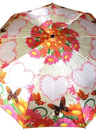 Красочный женский зонт автомат с атласным куполом и яоким рисунком (18683)