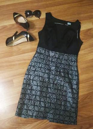 Классное вечерное платье черное чёрное серебристое атласное