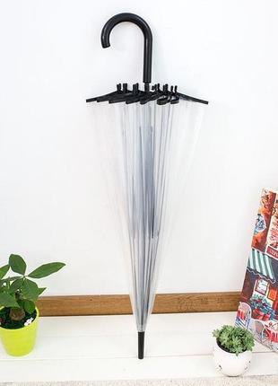 Топ качество! ❤16 спиц прозрачный женский зонт трость полуавтомат в чехле6 фото