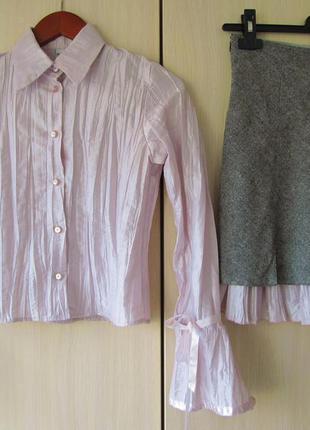 Костюм для девочки с юбкой из твида и нарядной блузой, 10-11 лет, rmx2 фото
