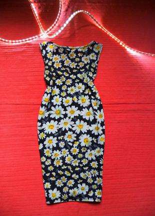 Платье футляр в ромашки.мини. 2