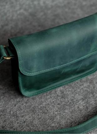 Женская кожаная сумка (винтажная кожа), размер 24*17*5 см, цвет зеленый5 фото