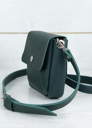 Женская сумочка мини через плечо, натуральная кожа, размер 18*15*5 см, цвет зеленый4 фото