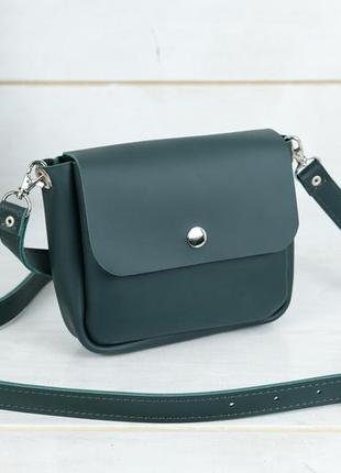 Женская сумочка мини через плечо, натуральная кожа, размер 18*15*5 см, цвет зеленый3 фото