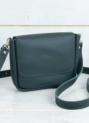 Женская сумочка мини через плечо, натуральная кожа, размер 18*15*5 см, цвет зеленый5 фото