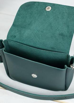 Женская сумочка мини через плечо, натуральная кожа, размер 18*15*5 см, цвет зеленый6 фото