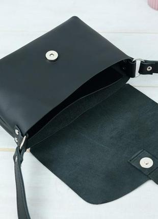 Женская кожаная сумочка через плечо, средний размер, цвет черный6 фото