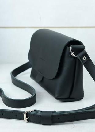 Женская кожаная сумочка через плечо, средний размер, цвет черный4 фото