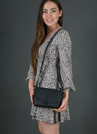 Женская кожаная сумочка через плечо, средний размер, цвет черный2 фото