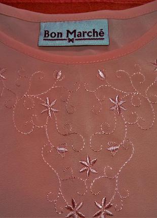 Потрясающая летняя блуза с вышивкой без рукавов. нежный коралл.bon marche5 фото