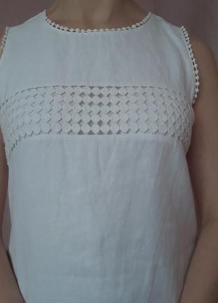 Платье next белое льняное с кружевом4 фото