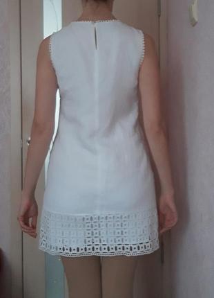 Платье next белое льняное с кружевом2 фото